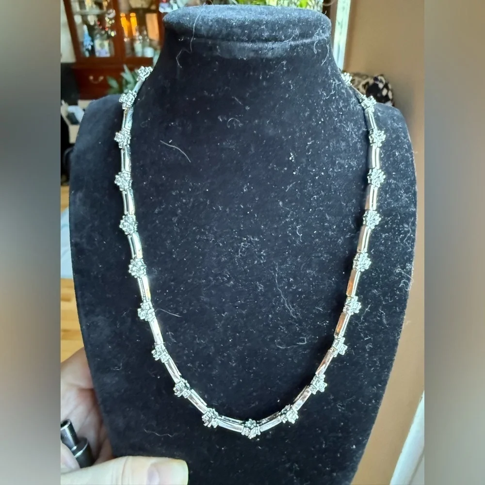 Nolan Miller Silver Crystal Necklace & Bracelet Set